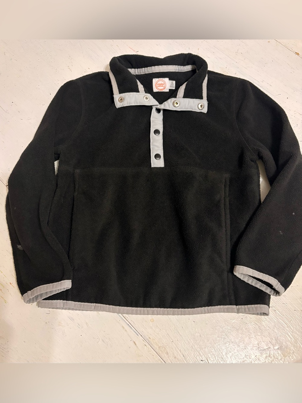 wonder nation Black Fleece Snap Pullover with Gray Trim
